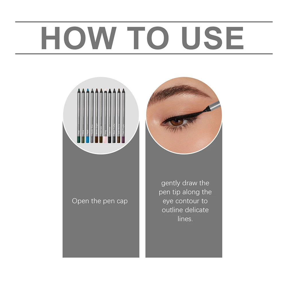 11 Colors Eye Liner,Smudge Proof Eyeliner Pen,Easy To Apply Waterproof Liquid Eyeliner Pencil,Eye Cosmetics, Makeup Tools