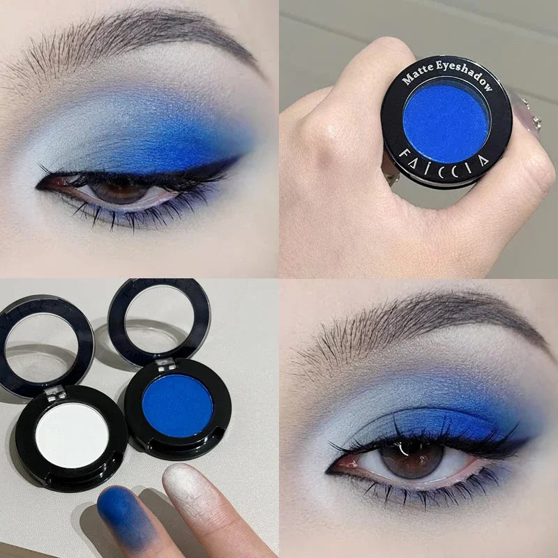 Gothic Matte Black Eye Shadow White Lying Silkworm Eyeshadow Eyeliner Palette Eye Makeup Blue Punk Smoky Eyeshadow Cosmetics