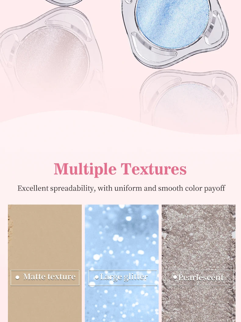 Monochrome Eye Shadow Palette - Sparkly Eye Glitter Makeup, Matte & Shimmer, Long-Lasting, Waterproof, Smudge-Free, High-Pigment