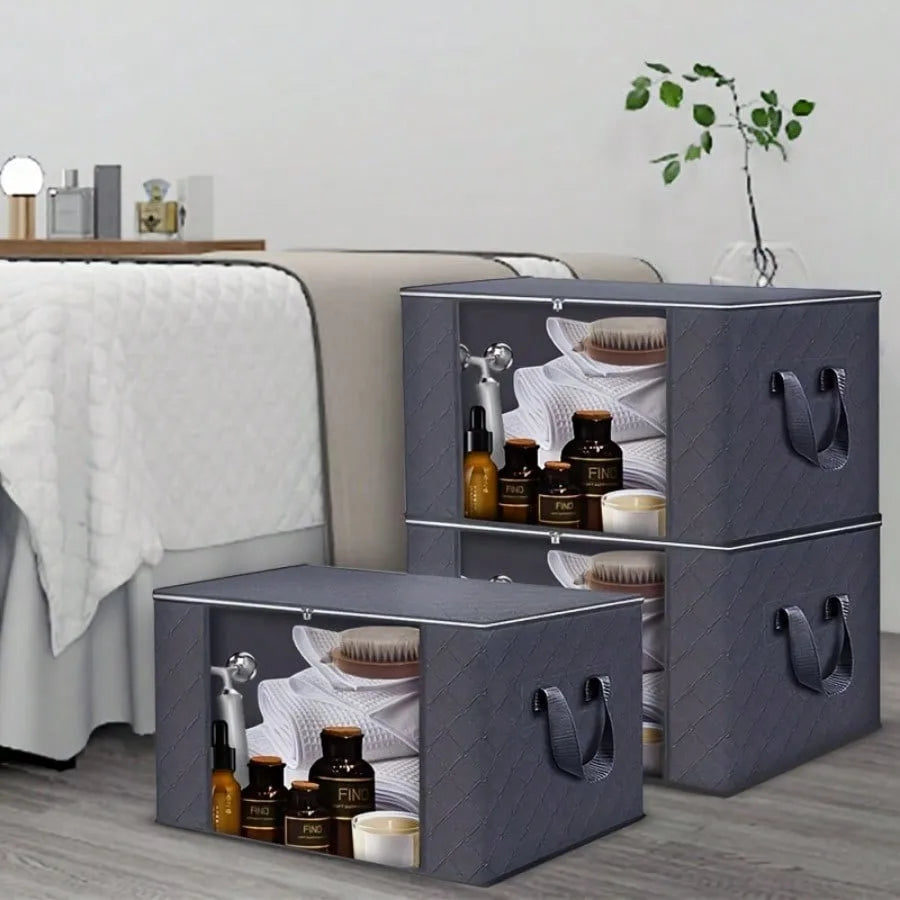 Foldable Fabric Storage Boxes Rectangle Multipurpose Organizer Bins Closet Non-Waterproof Blanket and Clothes Store Bags