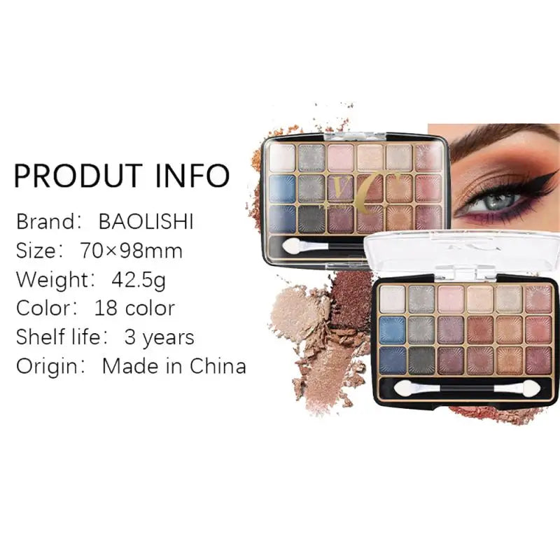 18 Color Eye Shadows Palette Glitter Pearlescent Matte Lasting Eye Makeup Waterproof and Sweat-proof Eye Shadows Sombras De Ojos