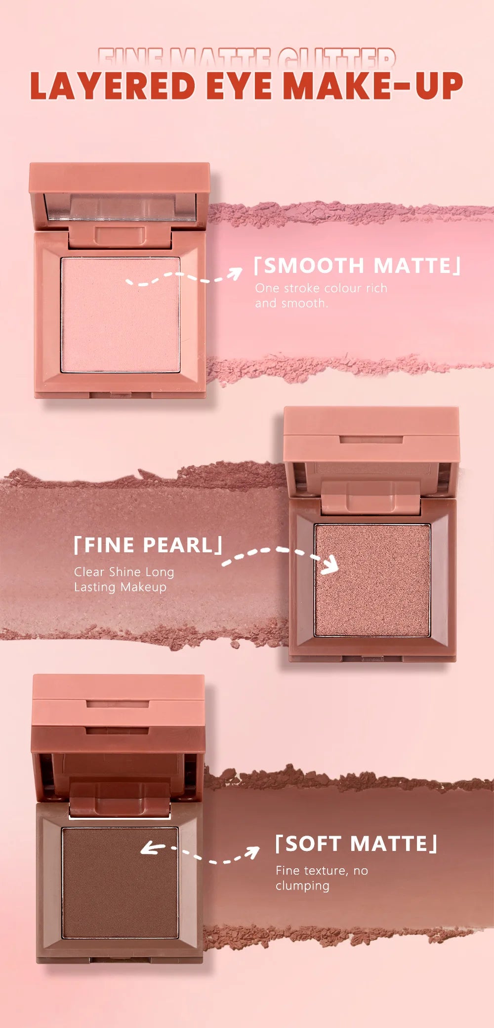 1 piece, three in one eye shadow palette, portable makeup, matte and shiny finish, multi-functional neutral tone, easy to mix